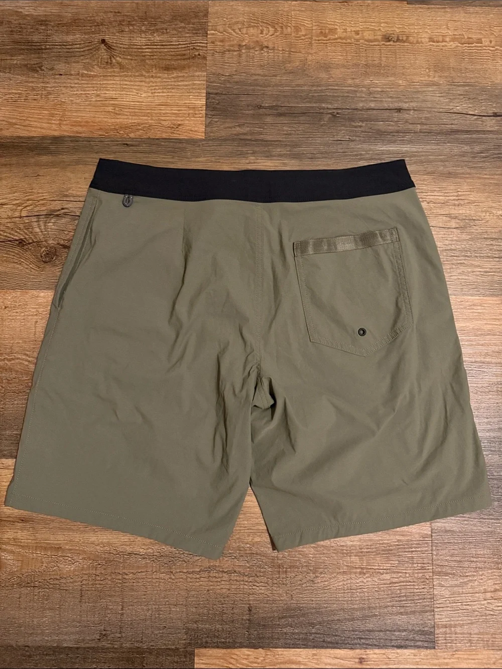 J. Crew Olive Unlined Swim Trunks with Black Waistband